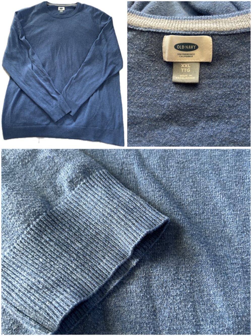 Old Navy Men's Heathered Indigo Crewneck Sweater